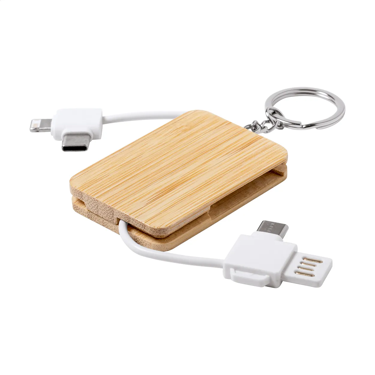 Edulis sleutelhanger met USB-oplaadkabel wit