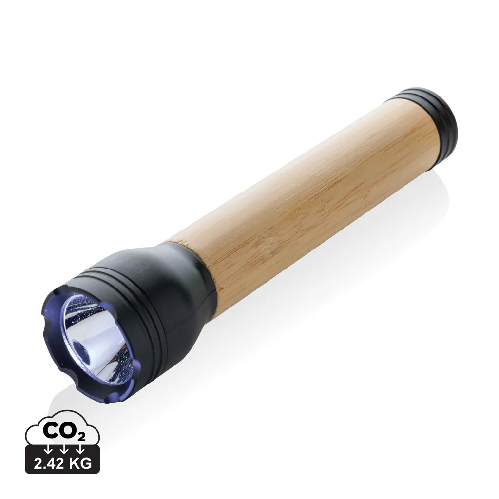 Lucid 5W zaklamp van RCS gerecycled plastic en bamboe zwart