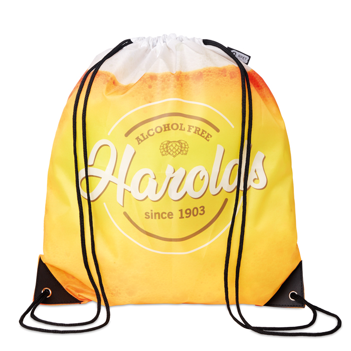 RPET Tas met trekkoord en PU-hoeken