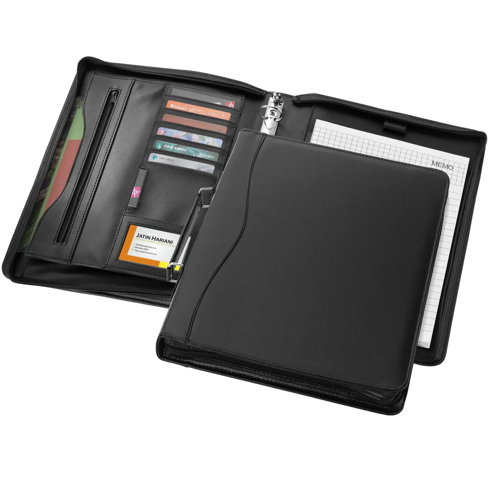 Ebony A4 portfolio met aktentas Zwart
