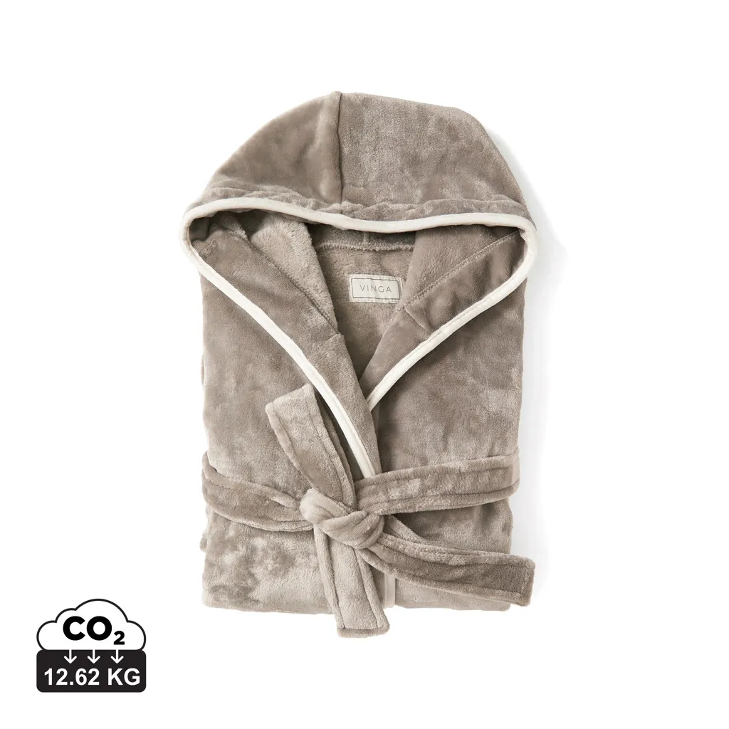 VINGA Louis luxe pluche RPET badjas maat L/XL grijs