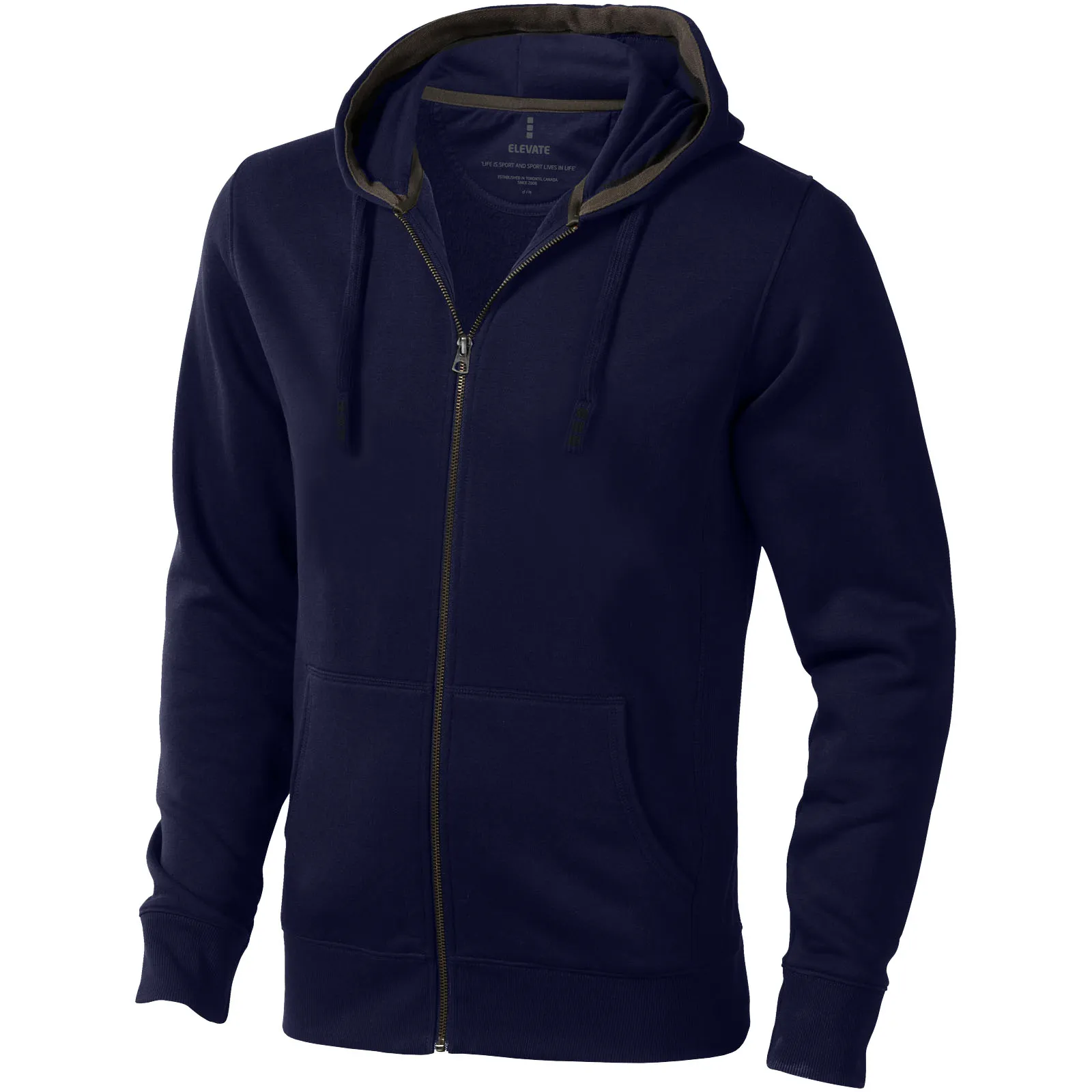 Arora 300 g/m² unisex hoodie met ritssluiting Marineblauw