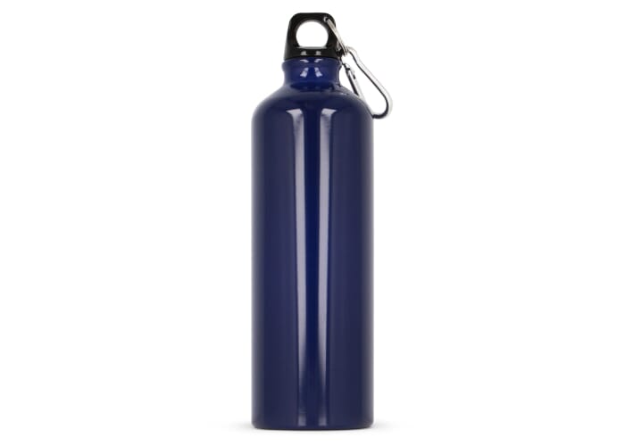 Waterfles aluminium met karabijnhaak 750ml Donkerblauw