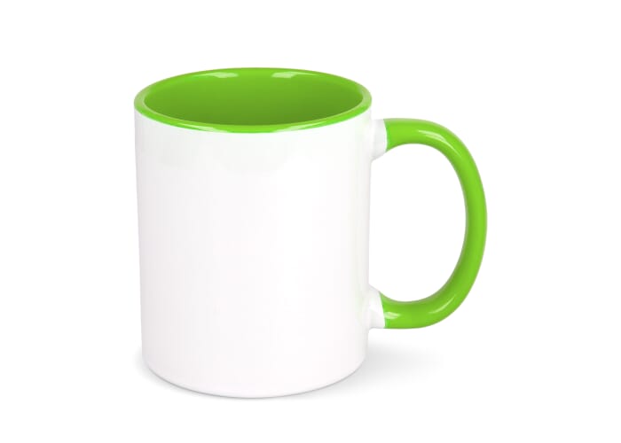 Mok subli Oslo gekleurde binnenkant &amp; handvat 300ml Wit / Lichtgroen