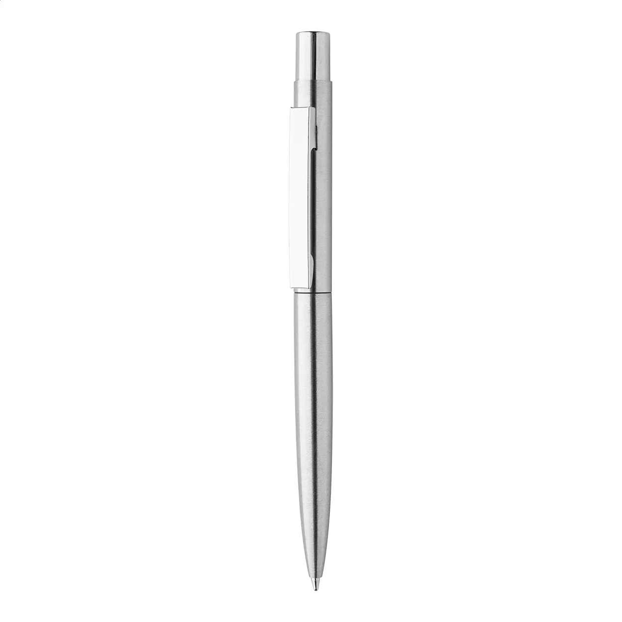Zilverkleurige metalen balpen met clip en afgeronde punt