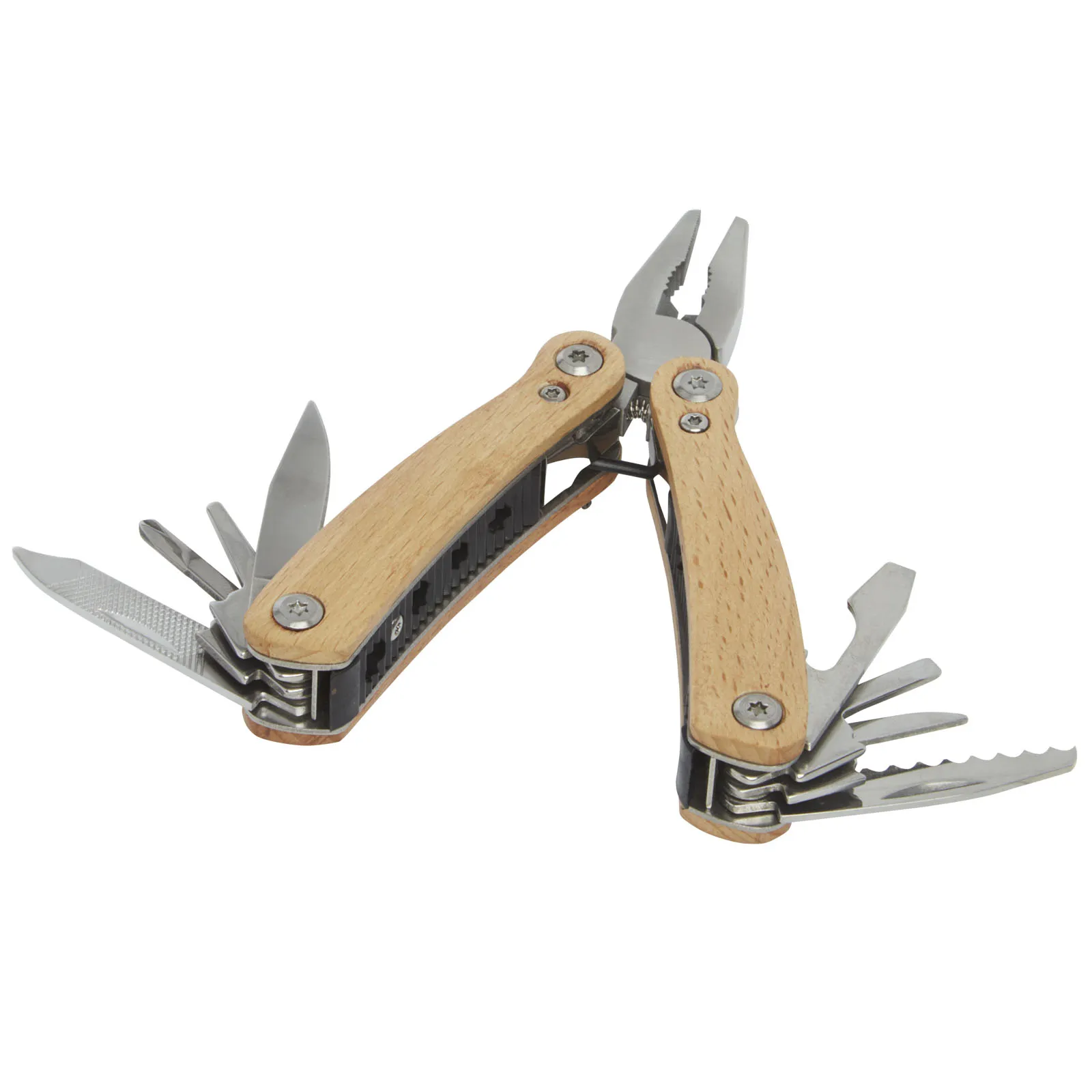 Anderson middelgrote houten multitool met 12 functies Natuur