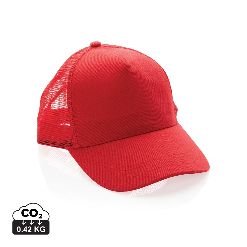 Impact AWARE™ 5 panel recycled katoenen truckercap rood