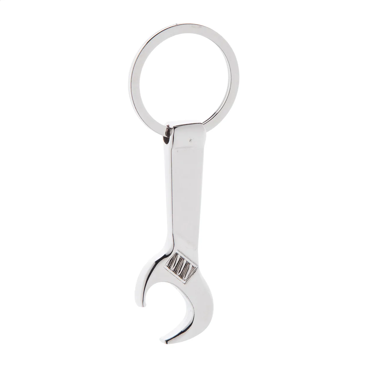 Spanner flesopener sleutelhanger zilver