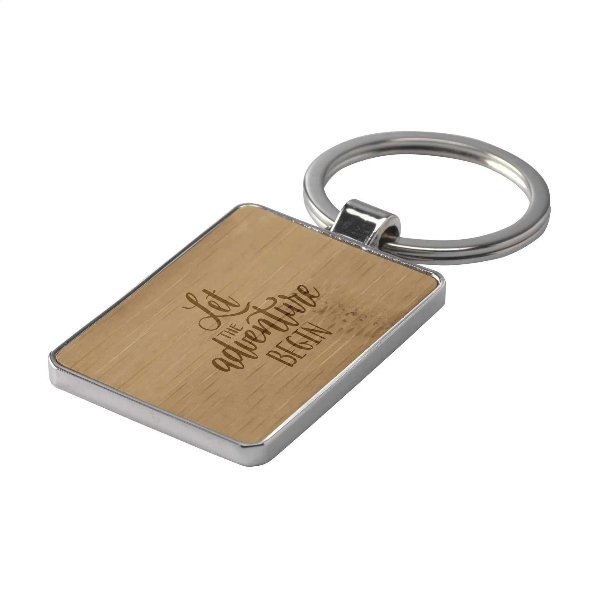 Bamboo Key Rectangle sleutelhanger bamboe