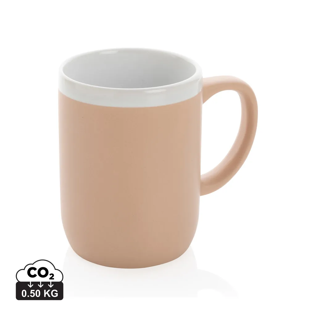 Keramische mok met witte rand 300 ml. bruin