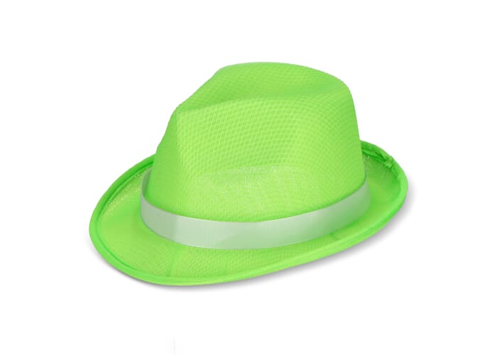Polyester hoed met band Lichtgroen