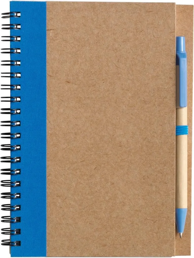 Notitieboek Stella | Gerecycled karton | Gelinieerd | Balpen lichtblauw