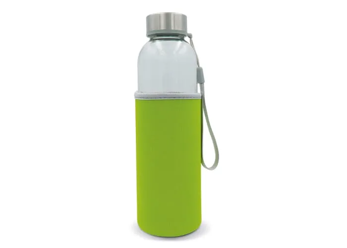 Waterfles glas met sleeve 500ml