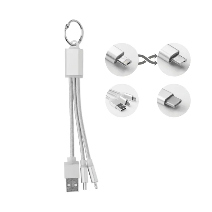 Sleutelhanger met oplaadkabel Zilver