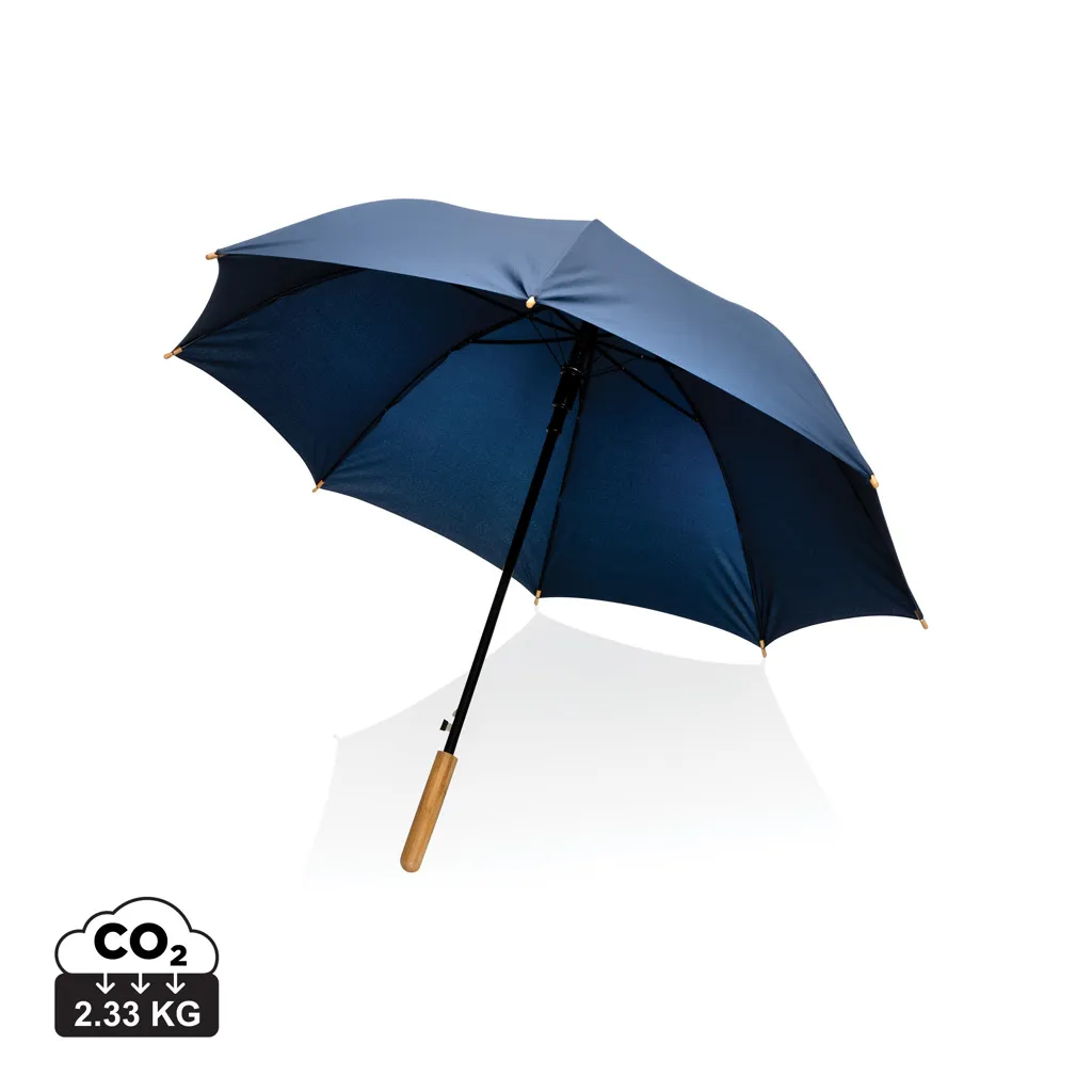 23" Impact AWARE™ RPET 190T auto open bamboe paraplu donkerblauw