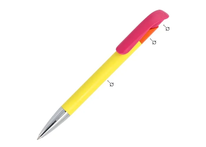 Balpen Atlas metal combi Wit/transparant / Fluor assorti