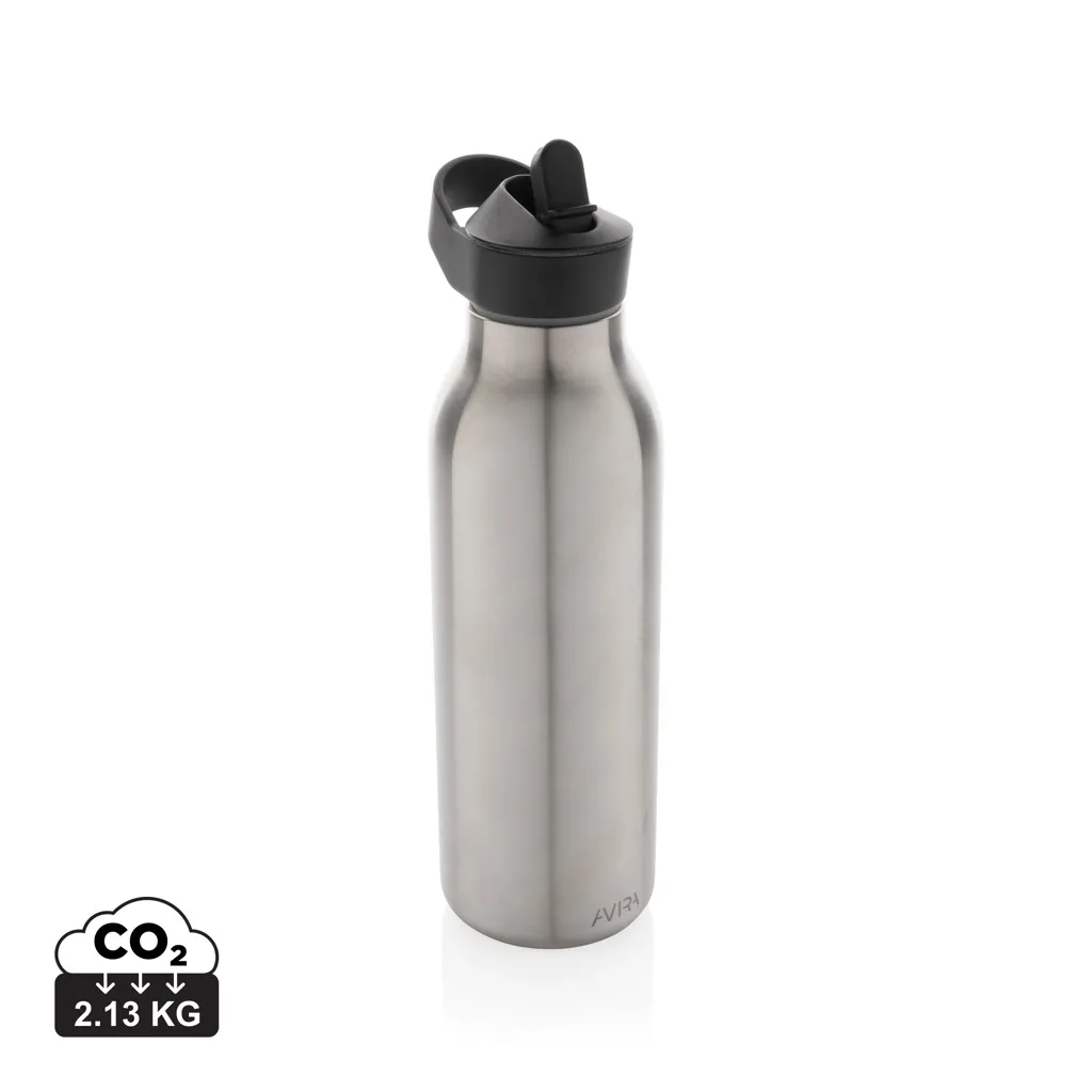 Avira Ara RCS recycled staal fliptop water fles 500ML zilver