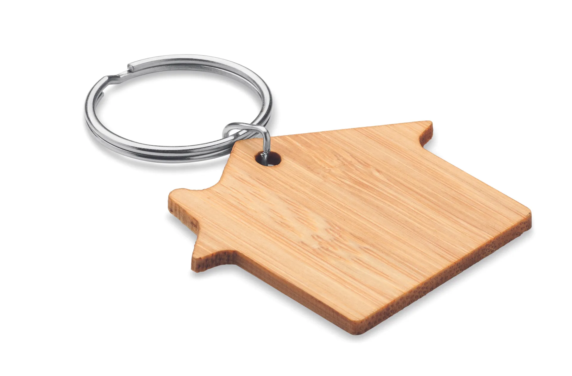 Huisvorm bamboe sleutelhanger Hout