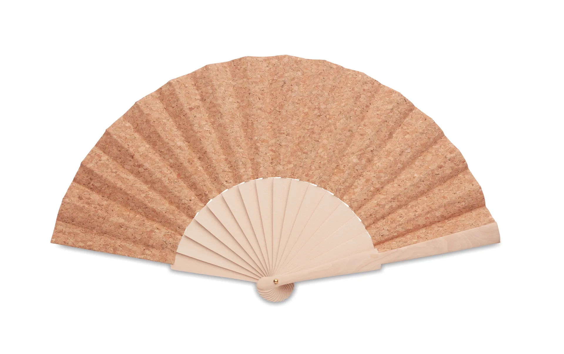Handwaaier van hout en kurk Beige