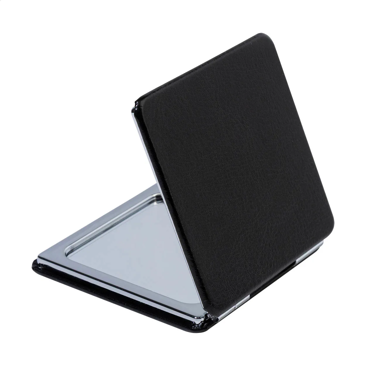 Zwarte visitekaarthouder met metalen binnenkant