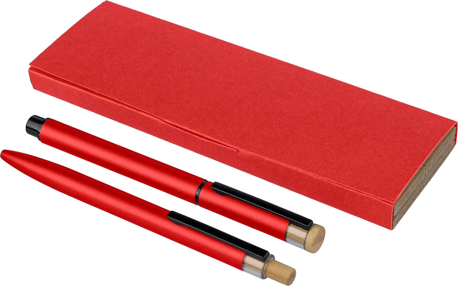Gerecycled aluminium luxe schrijfset 2-delig Ilaria rood