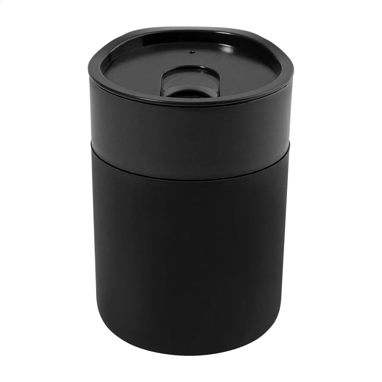 Zwarte thermobeker met drinkdeksel