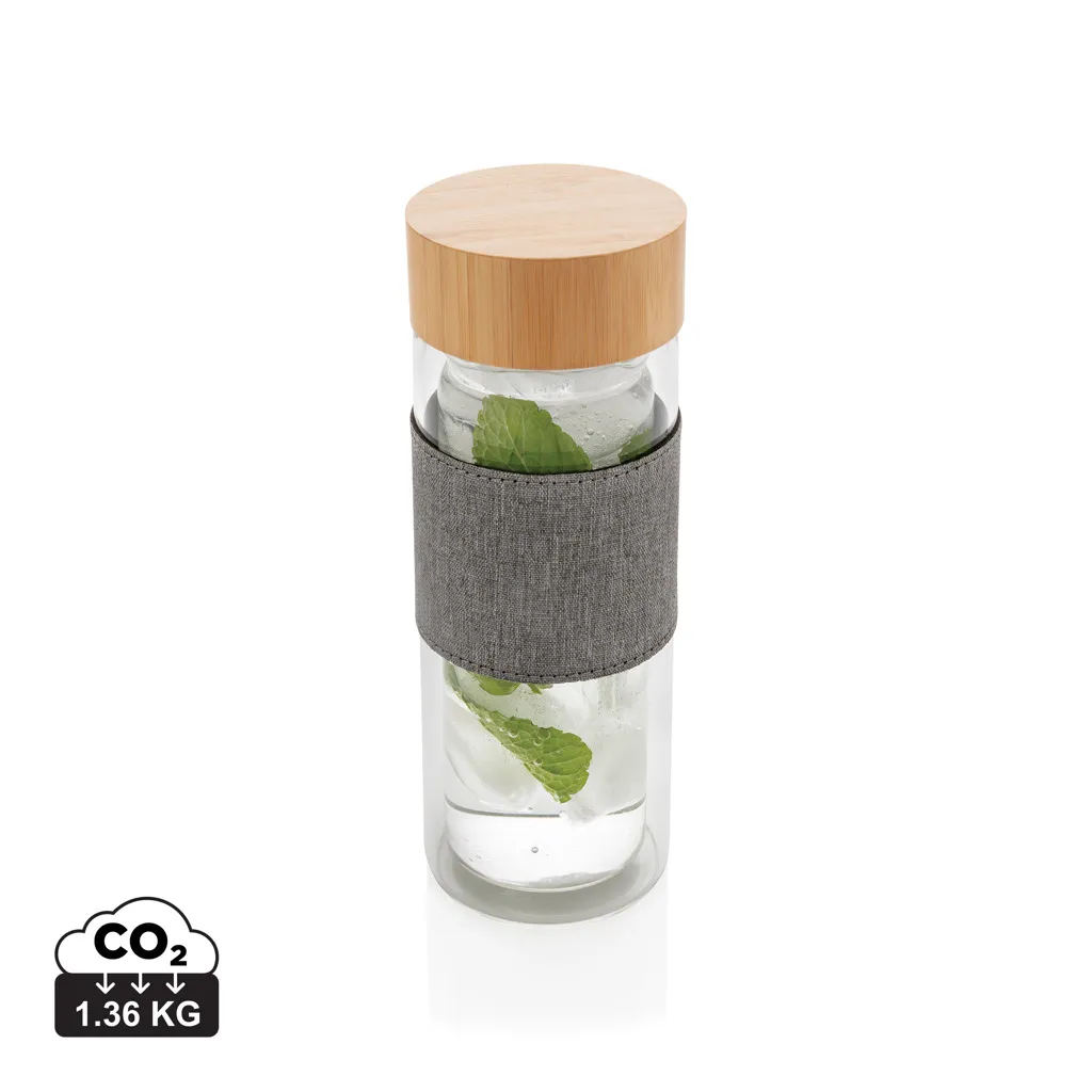 Impact dubbelwandige borosilicaat glazen drinkfles transparant