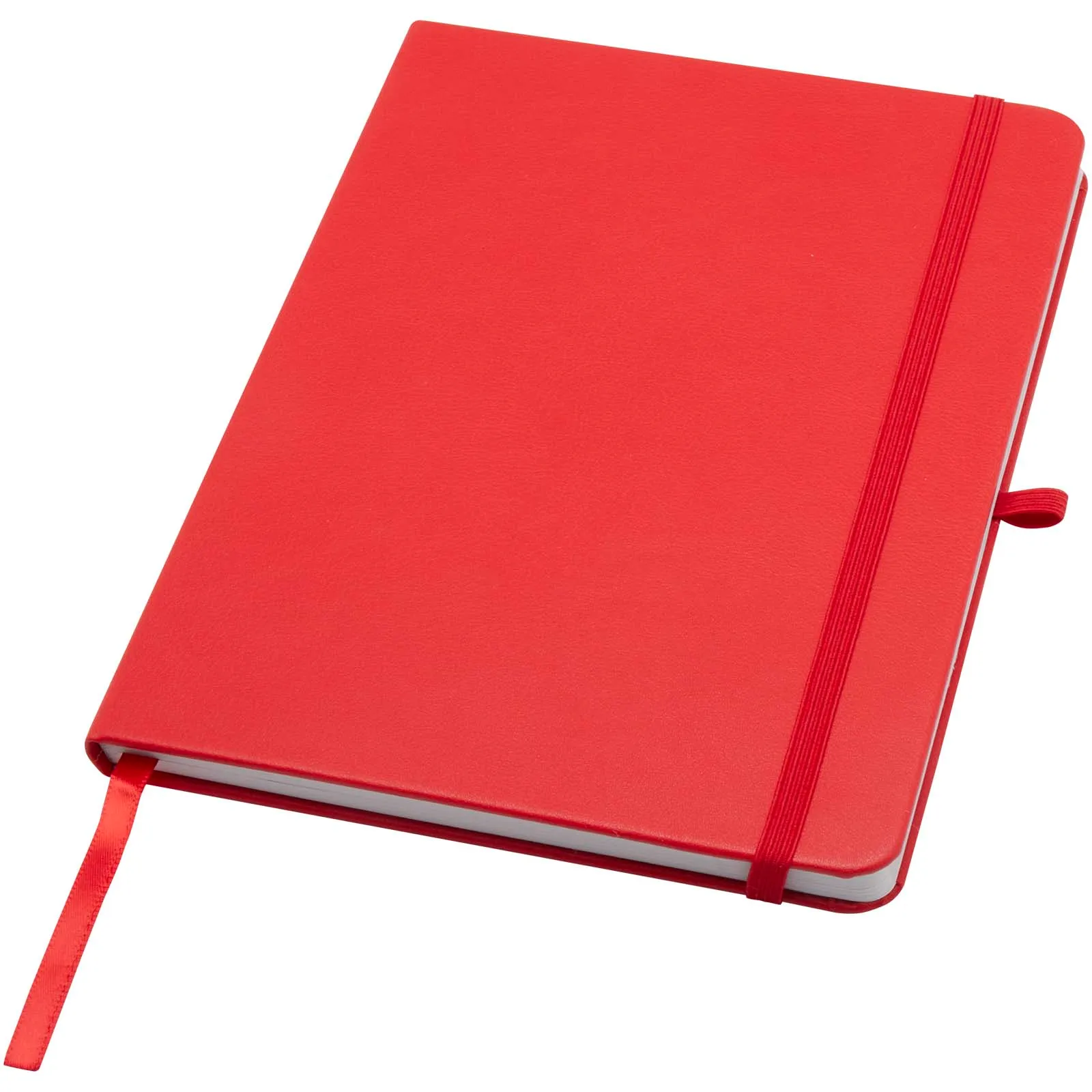 Teak A5 gerecycled notitieboek met harde kaft en gelinieerde pagina's Rood