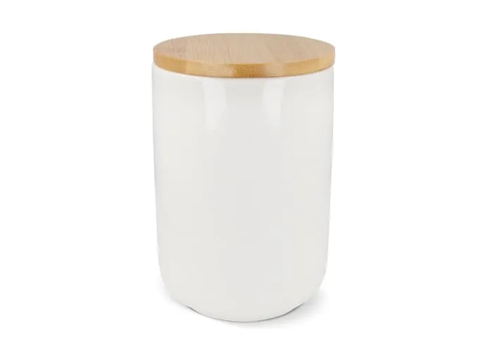 Bus keramiek &amp; bamboe 900ml Wit