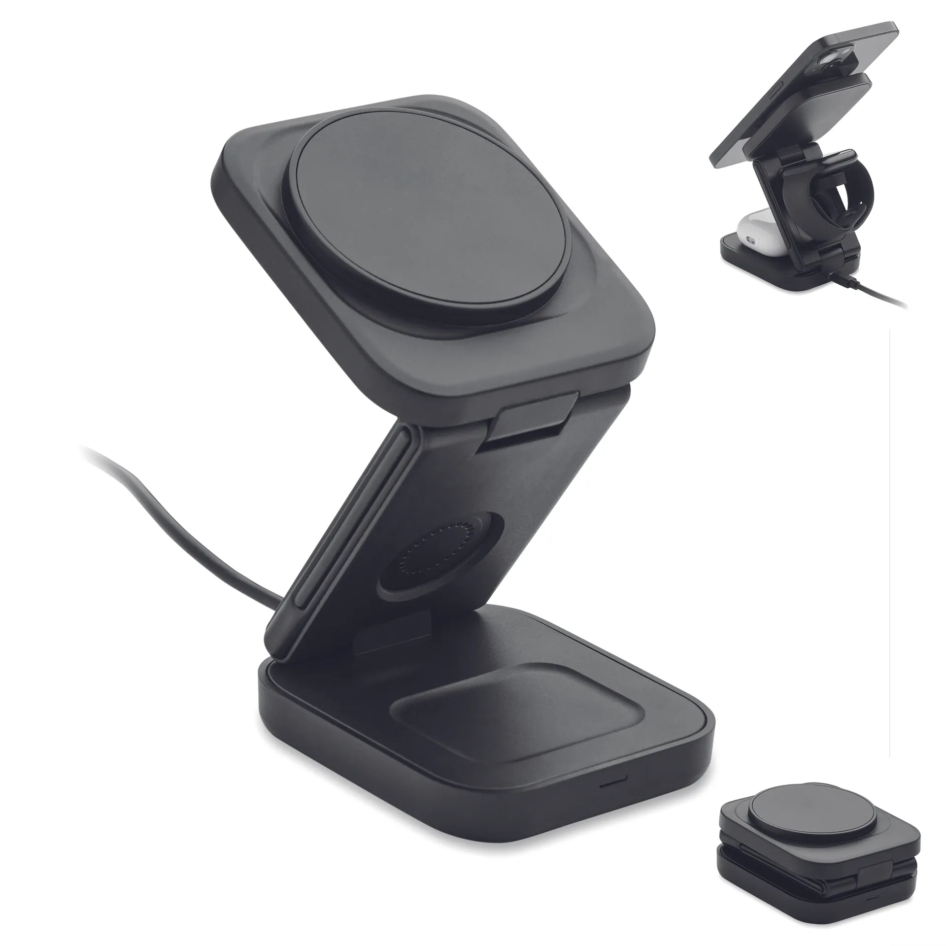 3-in-1 opvouwbaar laadstation Zwart