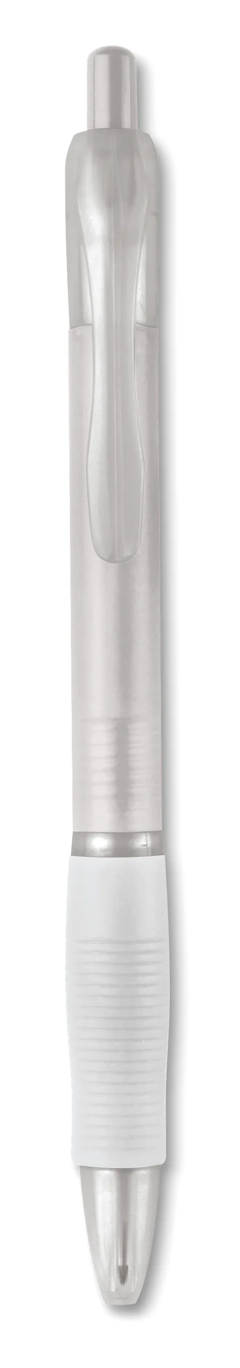 Balpen met rubberen grip Transparant Wit