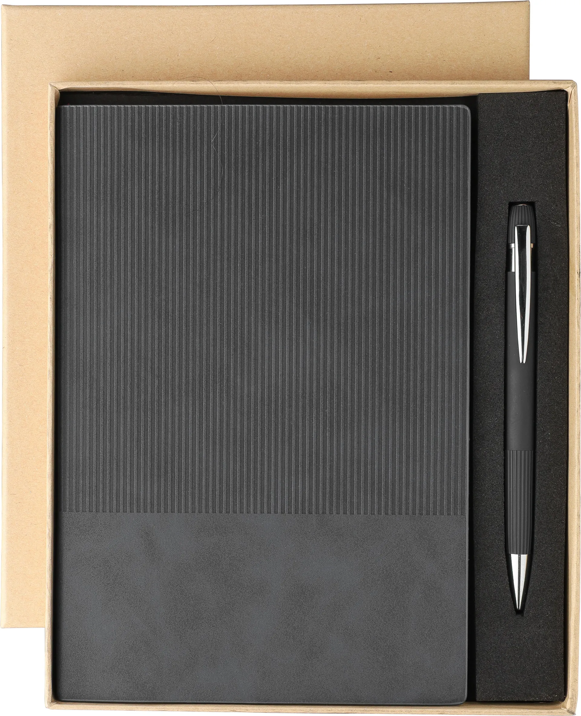 Notitieboekset Tarek | Gerecycled synthetisch leer | A5 | Met balpen zwart