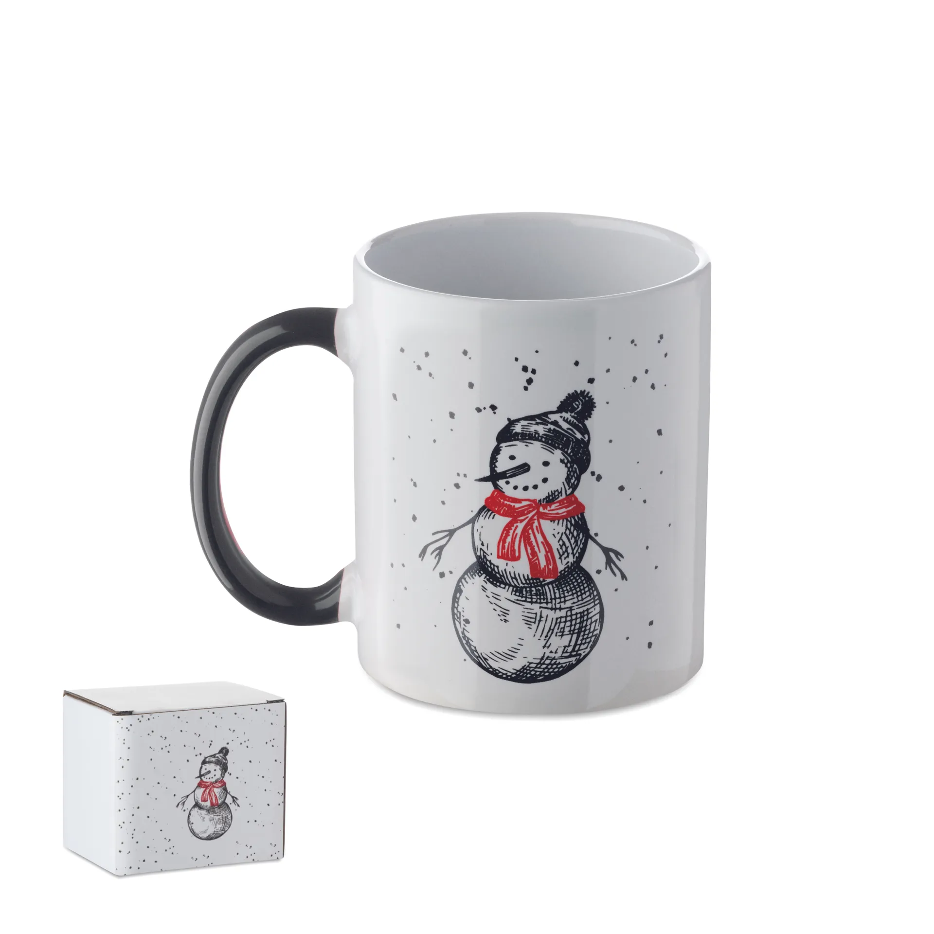 Keramische kerst mok 300ml Zwart/Rood