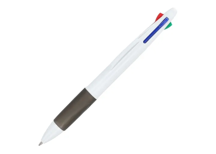 4-kleuren balpen met grip Wit / Zwart
