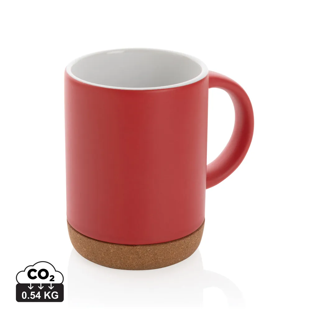 Keramische mok met kurken bodem 280 ml rood