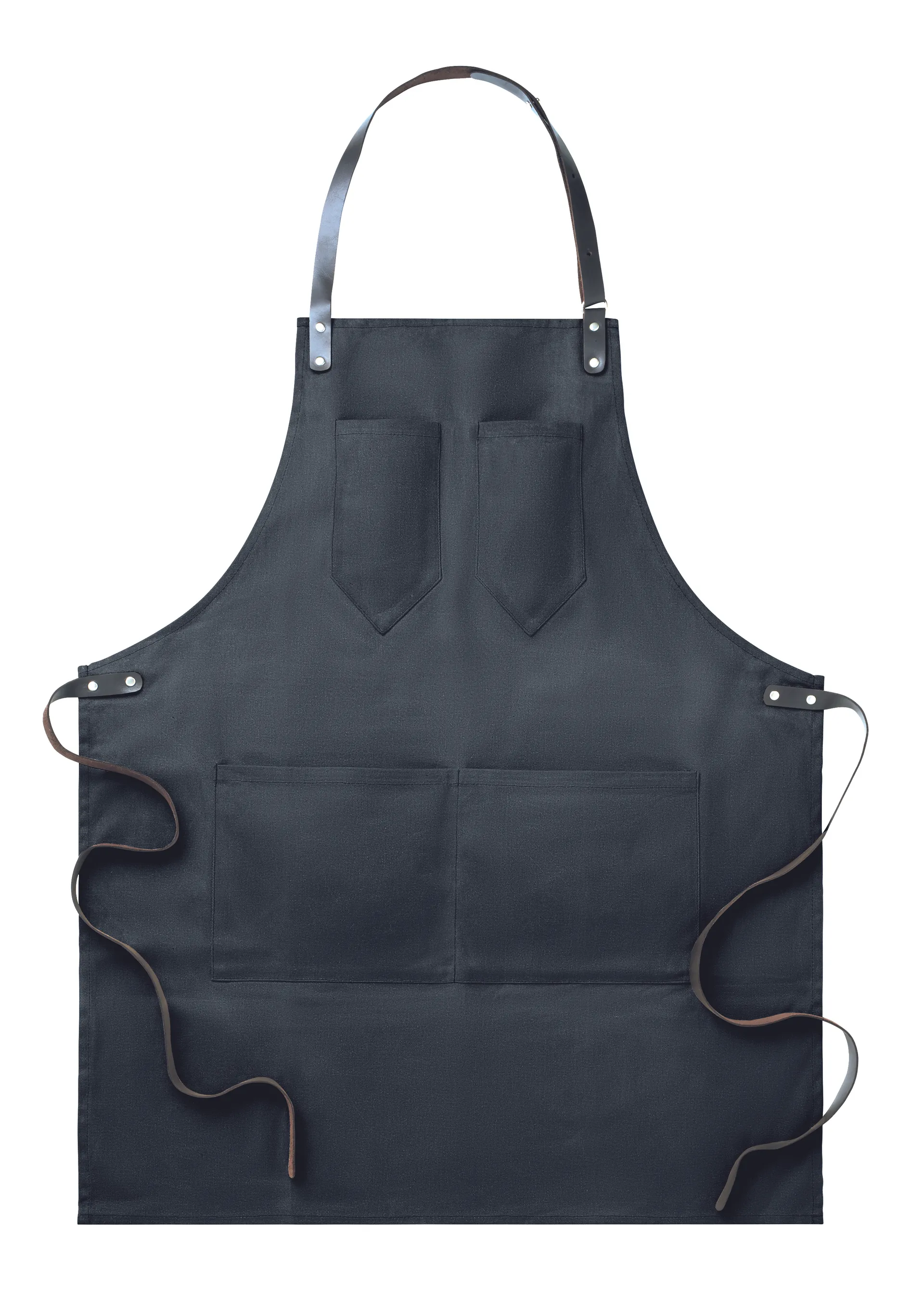 Canvasschort met leren details Zwart