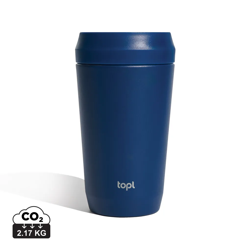 Topl Recycled RVS To Go beker gepatenteerd 360 Lid 354ml donkerblauw