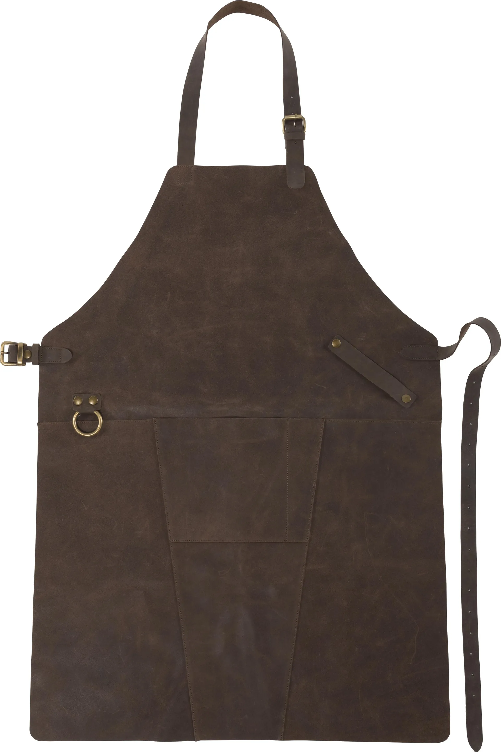 Lederenlook schort Nori bruin