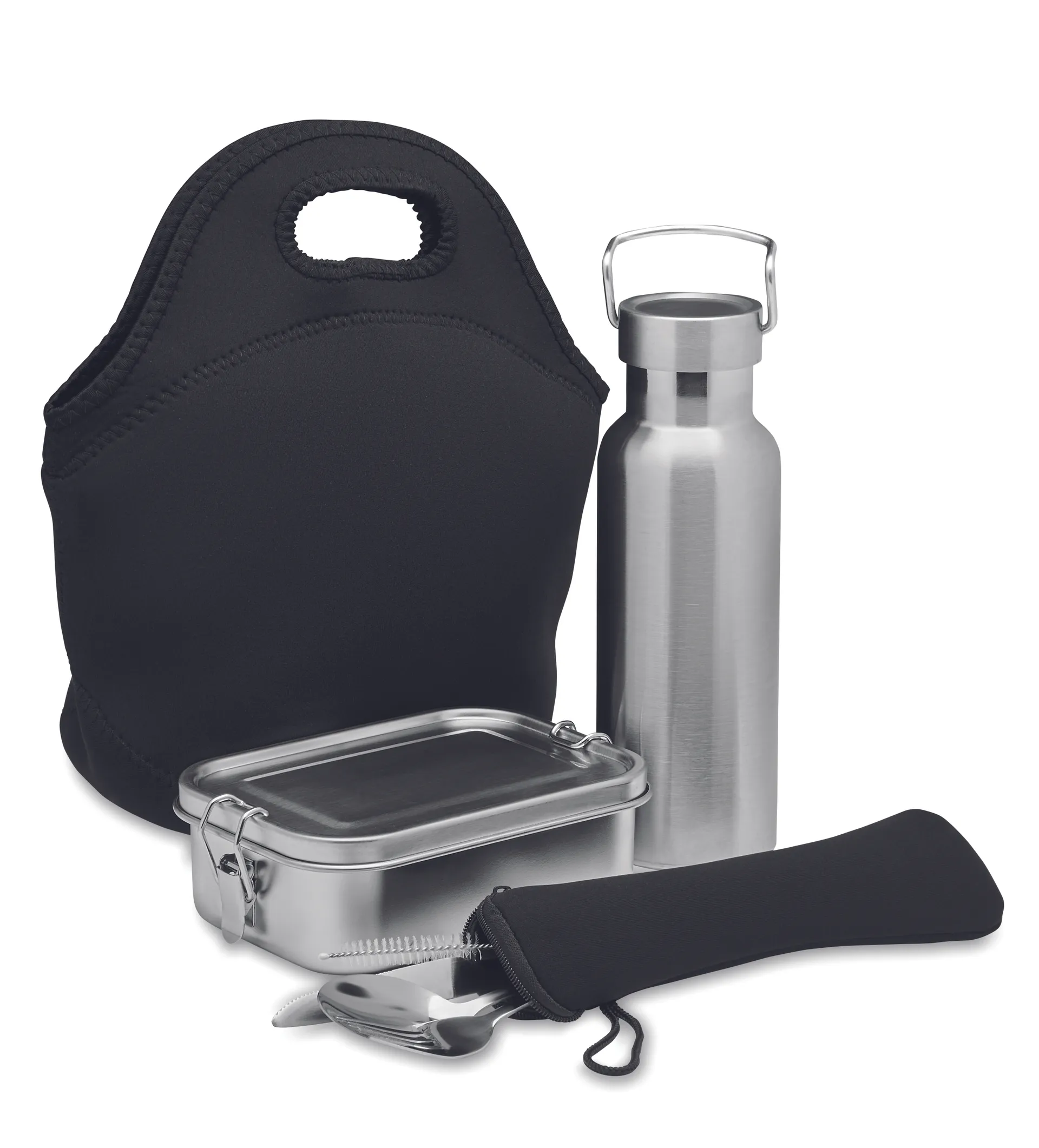 Lunchset in roestvrij staal Zwart