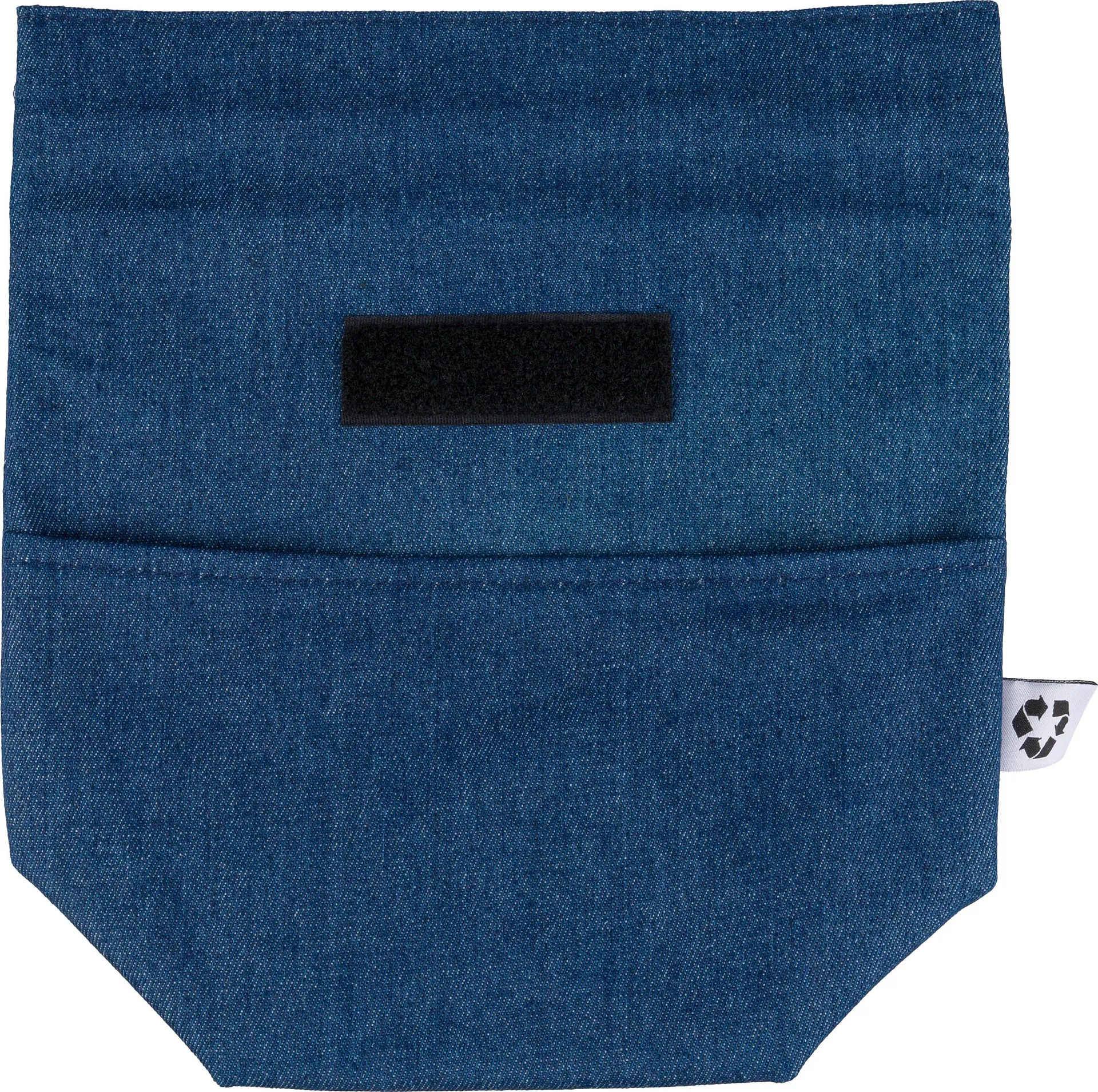 Gerecycled denim roll-top koeltas Mira blauw