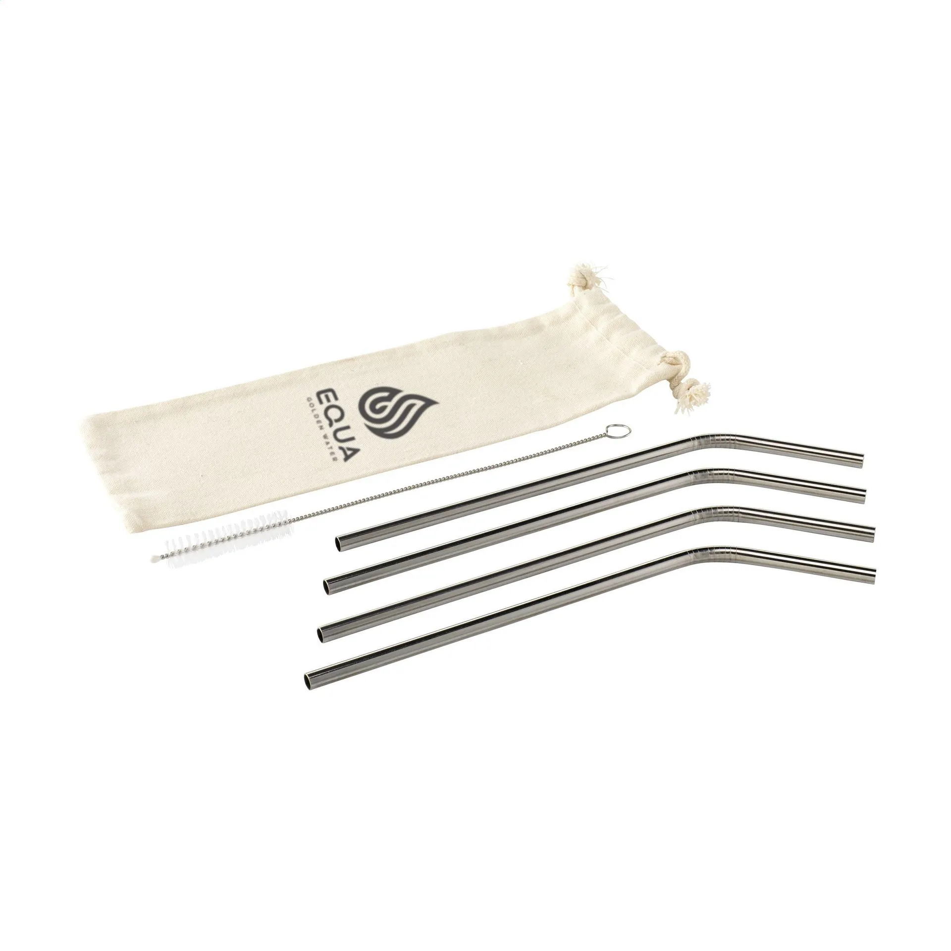 Reusable 4 pieces ECO Straw Set RVS rietjes zilver
