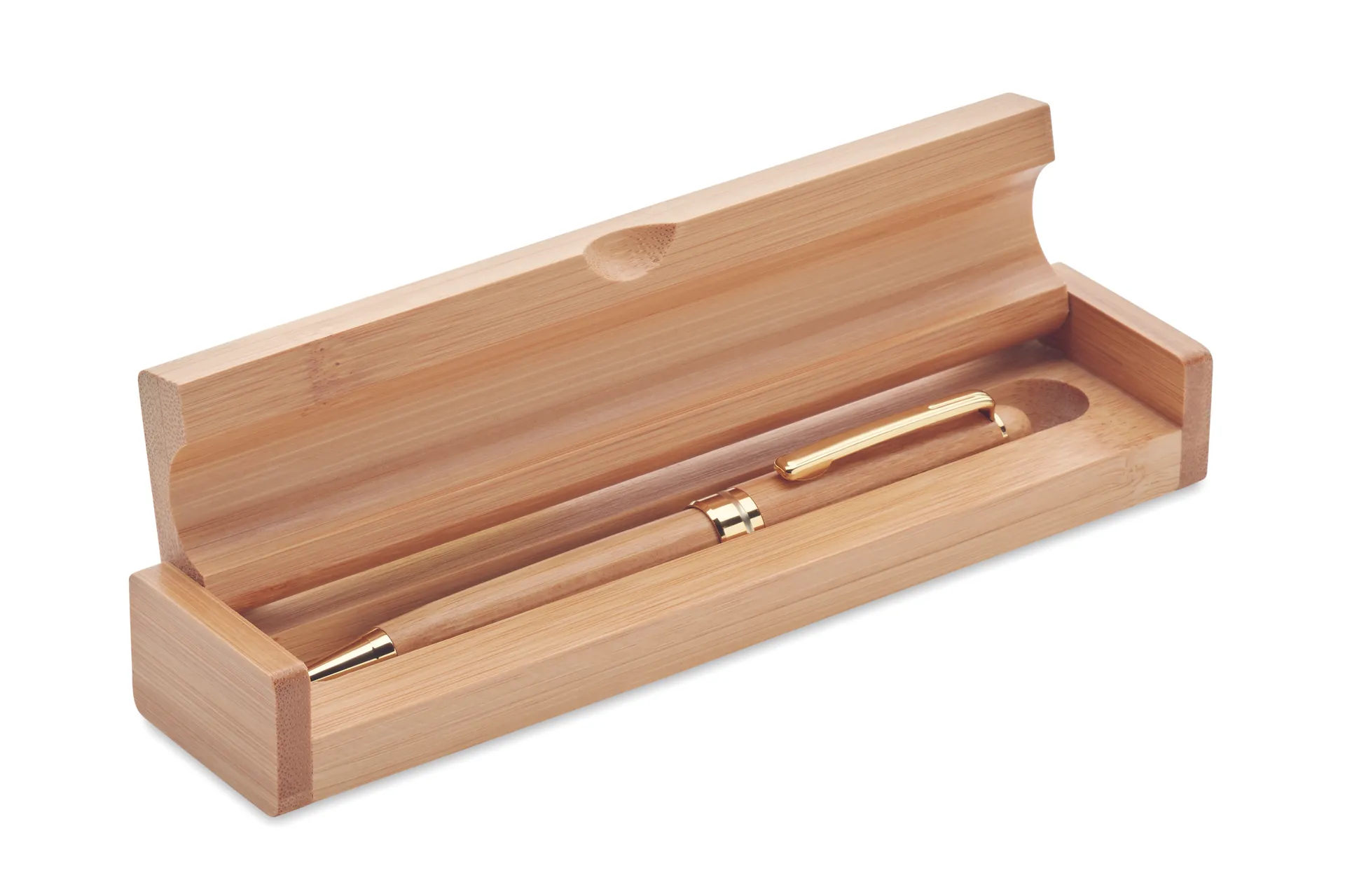 Bamboe balpen in bamboe doosje