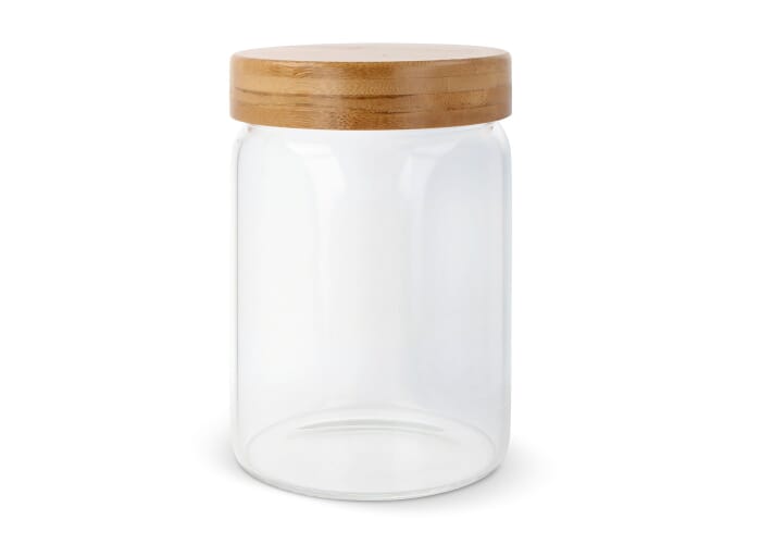 Canister glas &amp; bamboe 900ml Transparant