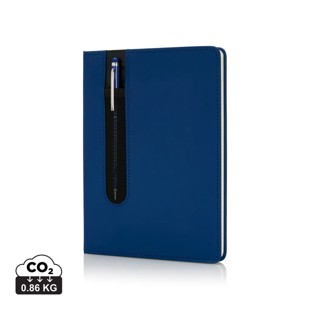 Standaard hardcover PU A5 notitieboek met stylus pen donkerblauw