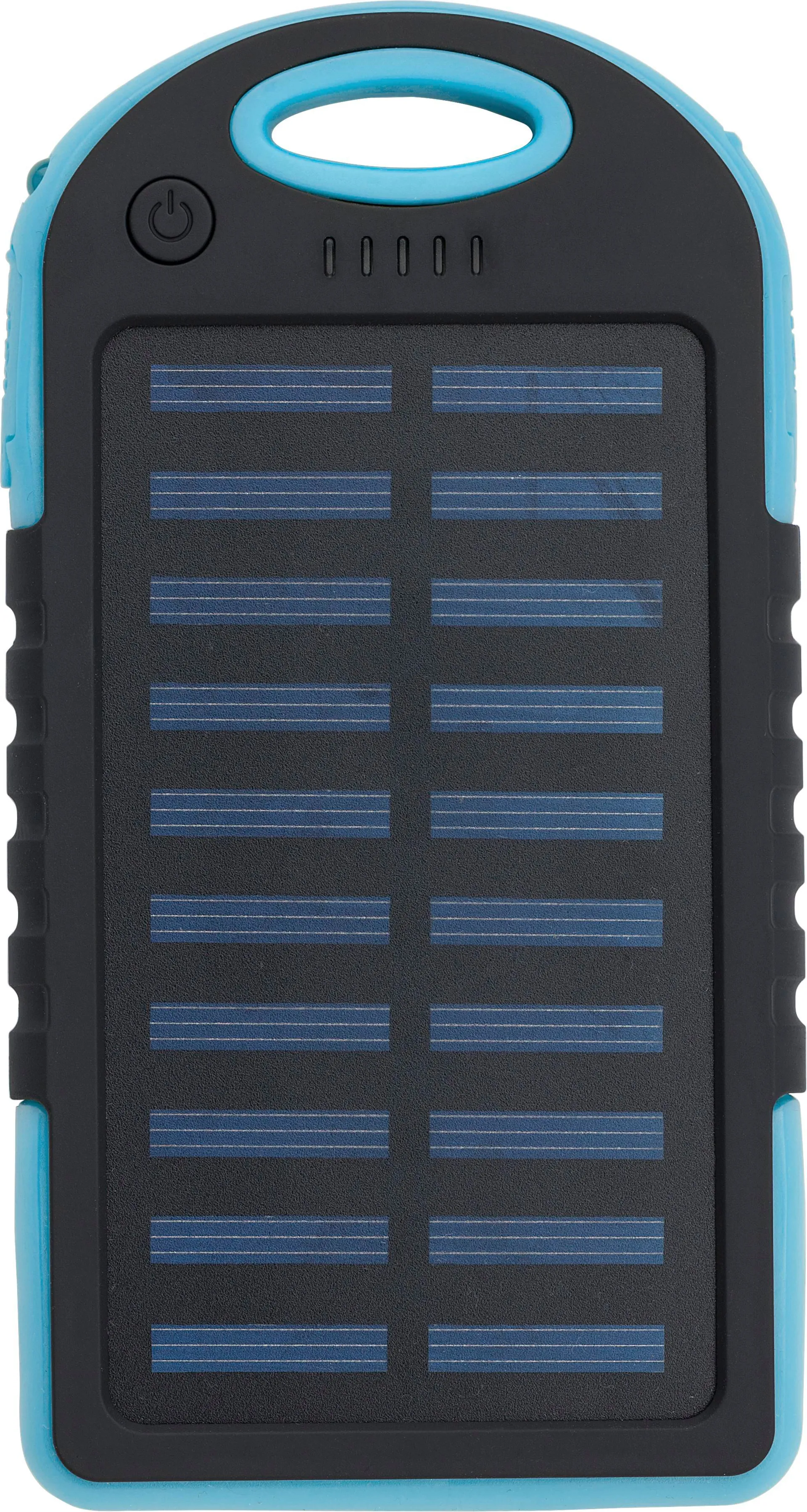 Rubberen ABS zonne-energie powerbank Arin blauw