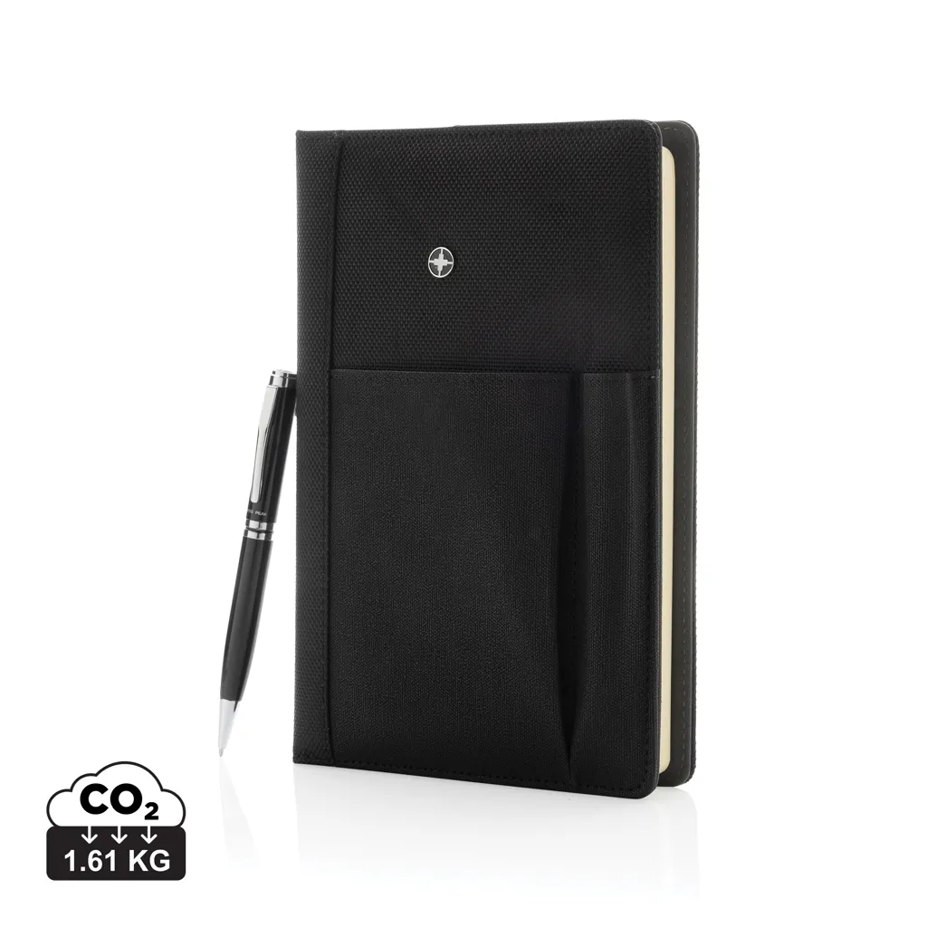 Hervulbaar notitieboek en pen set zwart