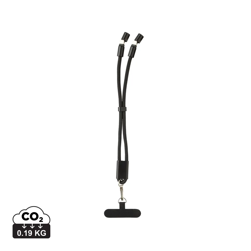 LoopAmp RCS rPET verstelbare telefoonarmband 60W kabel zwart