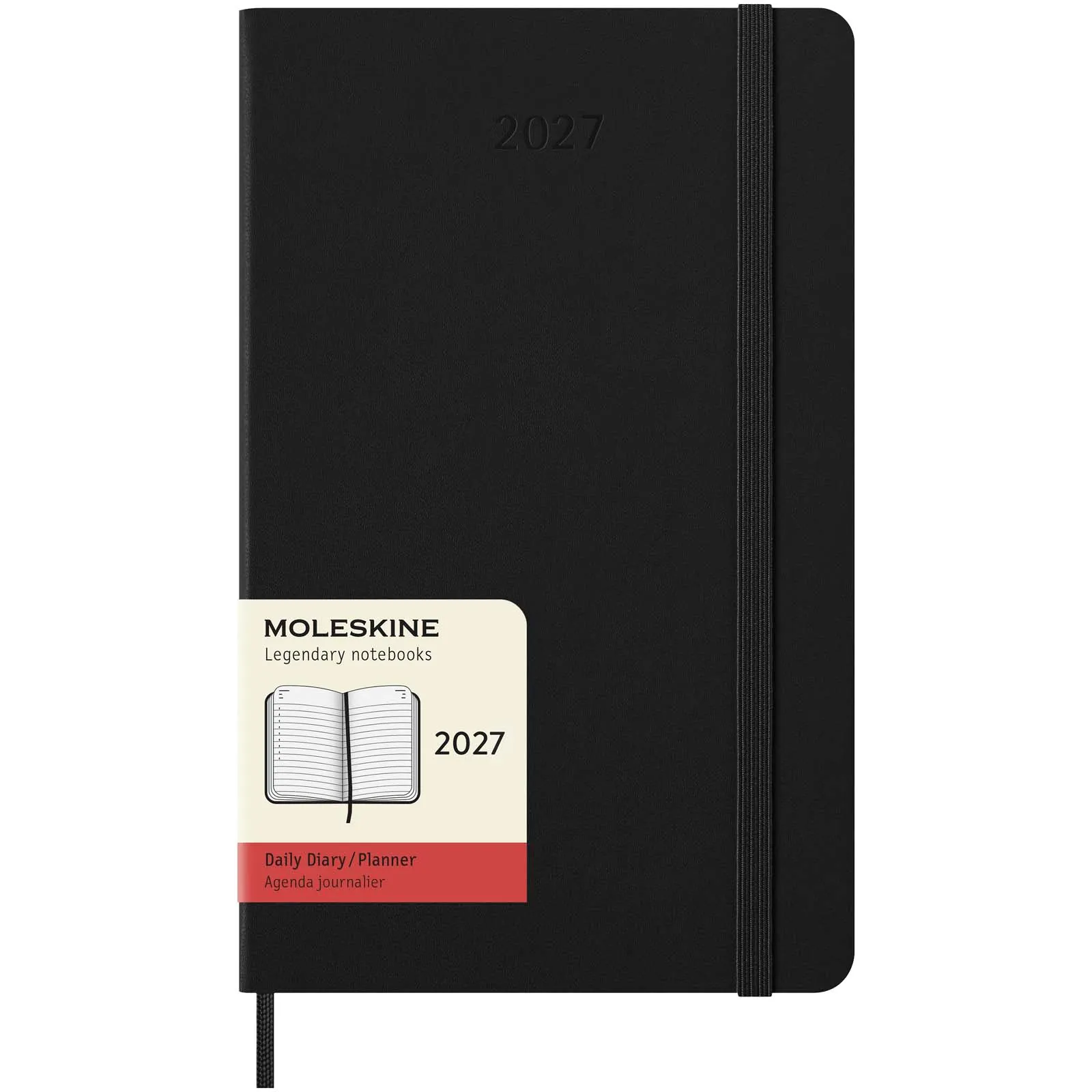 Moleskine dag-agenda voor 12 maanden met harde kaft Zwart