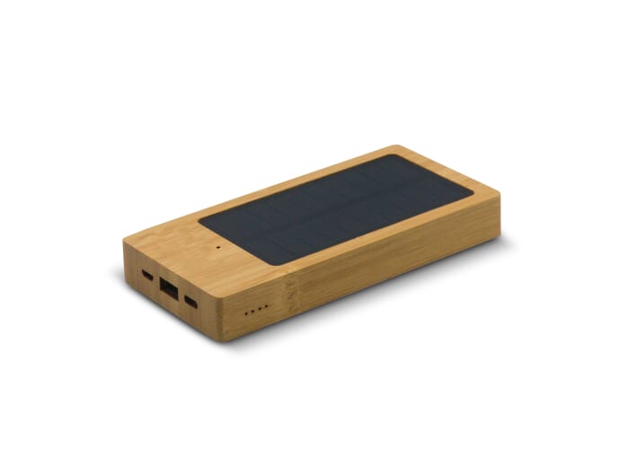 Powerbank Bamboe met Zonne Energie 8000mAh Hout