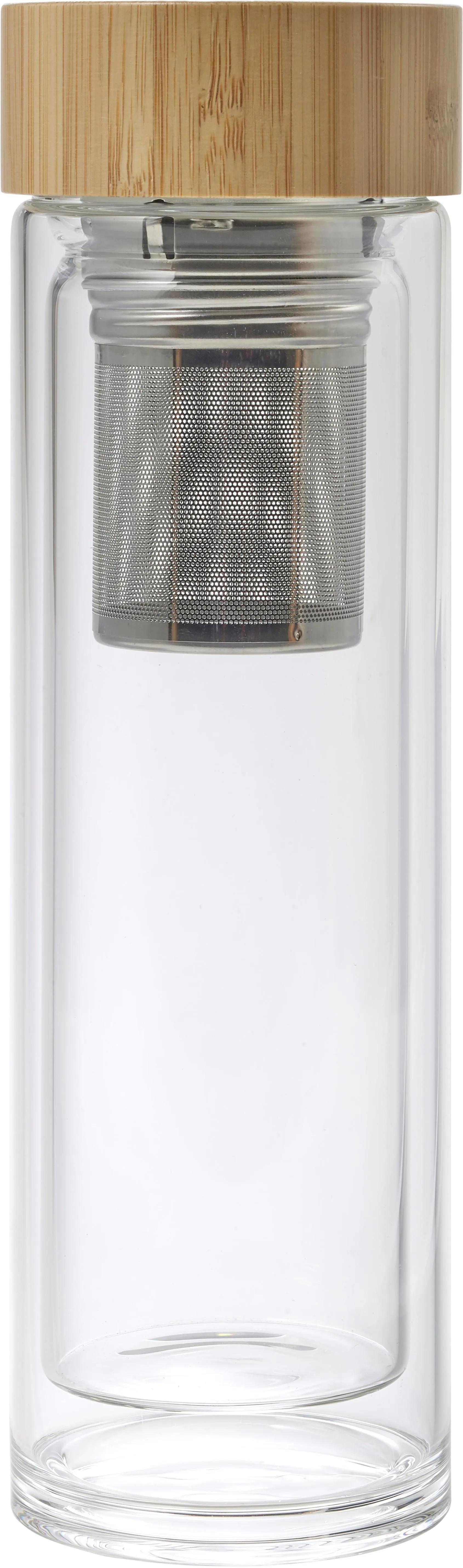 Drinkfles Vicente | Glas | Bamboe deksel | 420 ml bruin